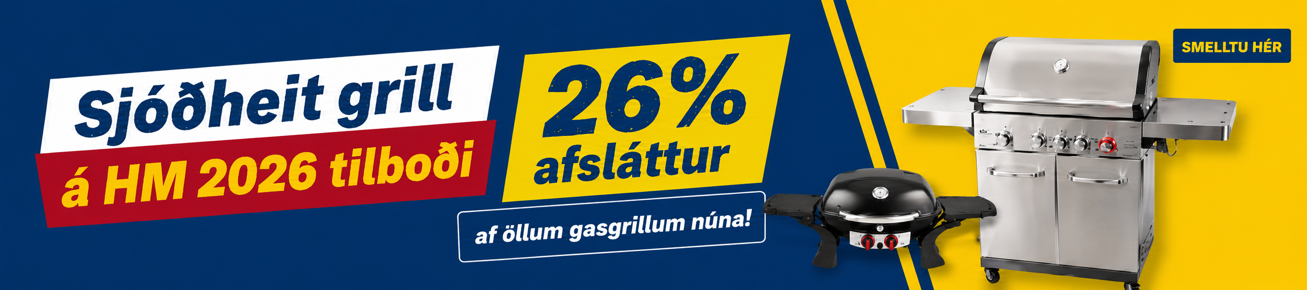 Sjóðheit grill á HM 2026 tilboði — 26% afsláttur af öllum gasgrillum hjá Múrbúðinni